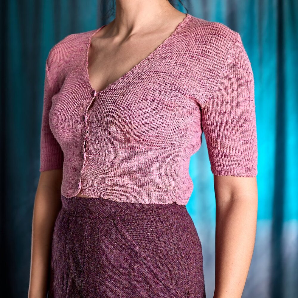 Vintage 60's Cropped Plum Knit By Hewlett Made in Italy